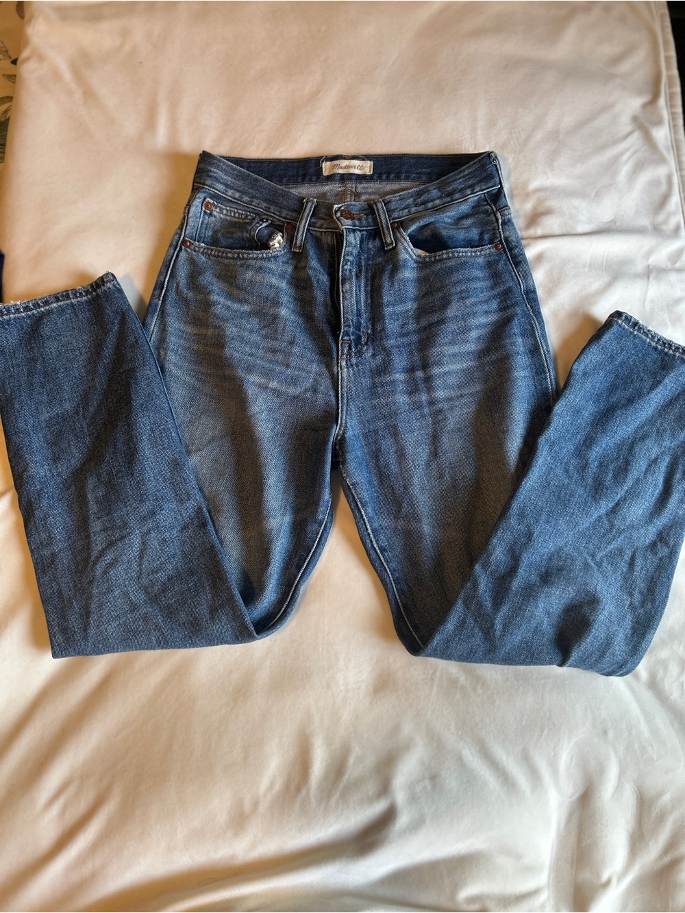 Madewell Women's Boot Cut Mom Jeans in Medium Blue Wash